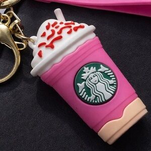NWOT - STARBUCKS Pink Frappuccino Frappe Coffee Drink Keychain/ Bag Charm